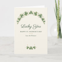Lucky You Watercolor Shamrock St. Patrick's Card