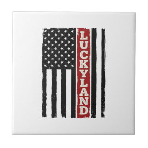 Luckyland Vertical Patriotic Flag Vintage Ceramic Tile
