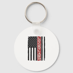 Luckyland Vertical Patriotic Flag Vintage Key Ring