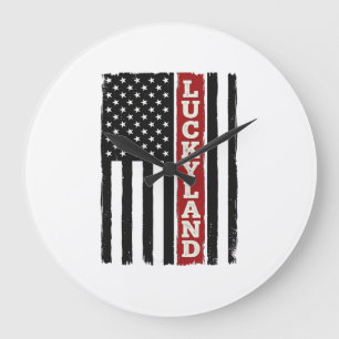 Luckyland Vertical Patriotic Flag Vintage Large Clock