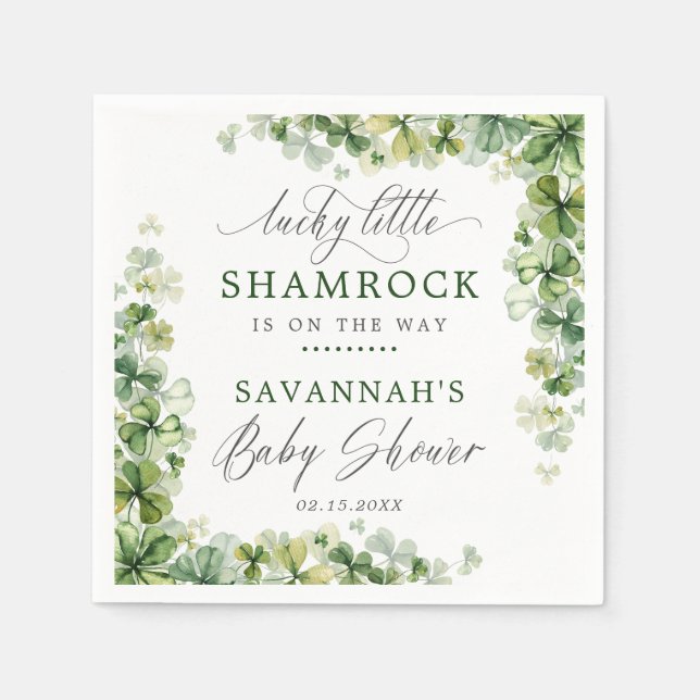 LuckyLittle Shamrock St. Patrick's Day Baby Shower Napkin (Front)