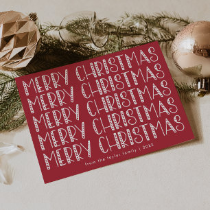 LUCY Dark Red Cute Fun Family Merry Christmas Holiday Card