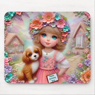 LUCY ~ Floral Birthday Greeting ~  Mouse Pad