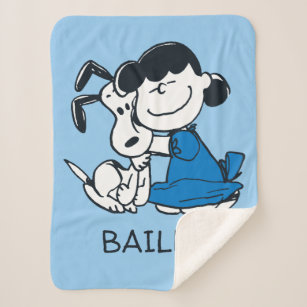 Lucy Hugging Snoopy Sherpa Blanket