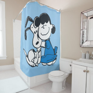 Lucy Hugging Snoopy Shower Curtain