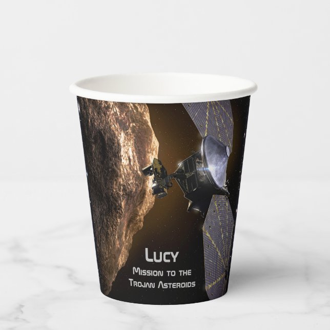 Lucy Mission to Study Trojan Asteroids Paper Cups (Front)