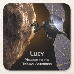 Lucy Mission to Study Trojan Asteroids Square Paper Coaster