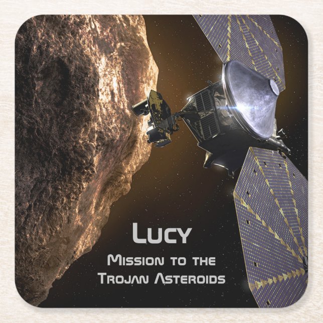 Lucy Mission to Study Trojan Asteroids Square Paper Coaster (Front)