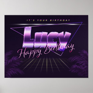 Lucy Name Vorname lila retro Poster Geburtstag
