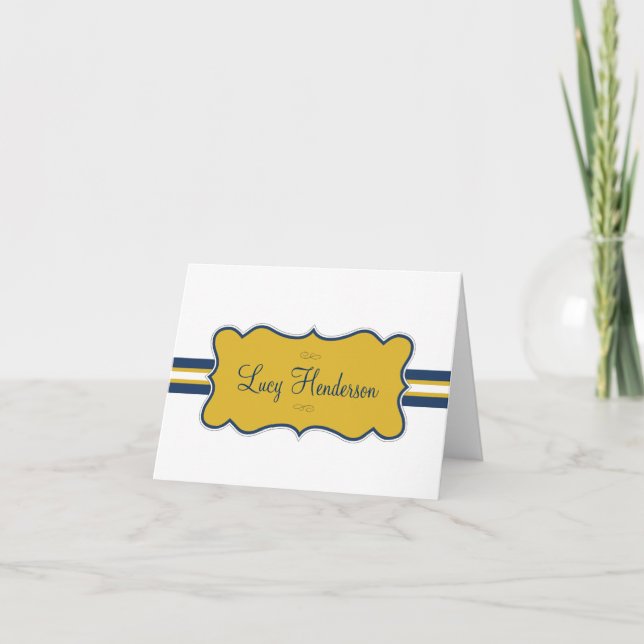 Lucy Note Card - Blue and Gold (Front)