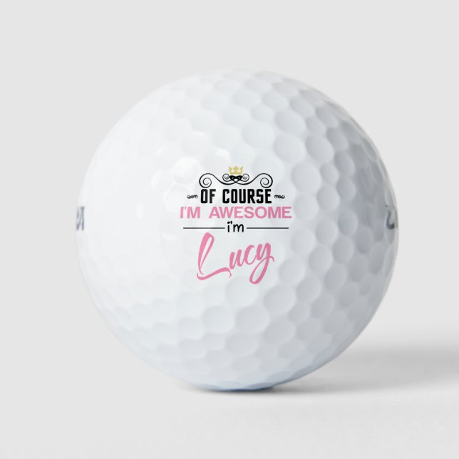 Lucy Of Course I'm Awesome Name Golf Balls (Front)