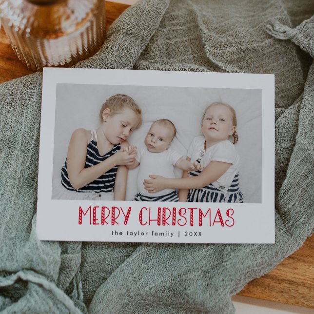 LUCY Red Fun Family Photo Festive Merry Christmas Holiday Card (LUCY Red Fun Family Photo Festive Merry Christmas Holiday Card)
