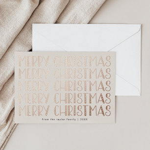 LUCY Rose Gold Foil Fun Family Merry Christmas Foil Holiday Card