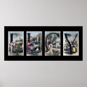 LUCY Vintage Alphabet Letter Name Art Poster