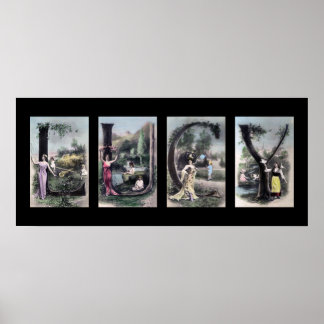LUCY Vintage Alphabet Letter Name Art Poster