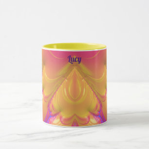 LUCY ~ Zany 3D ~ Pink Yellow Blue ~ 3D Mug