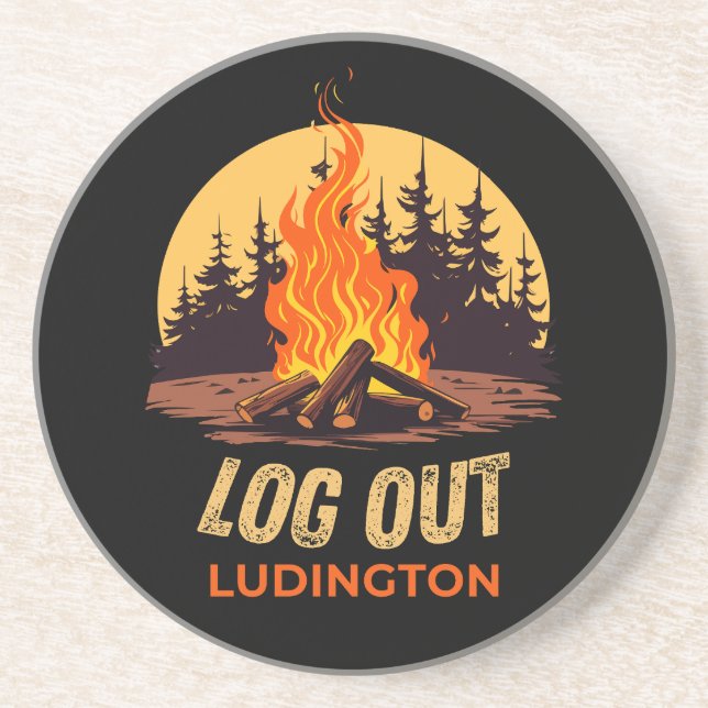 Ludington Michigan Campfire Coaster (Front)