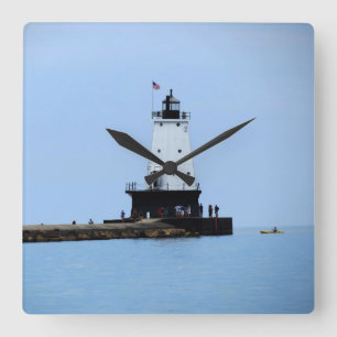 Ludington Municipal Lighthouse Square Wall Clock