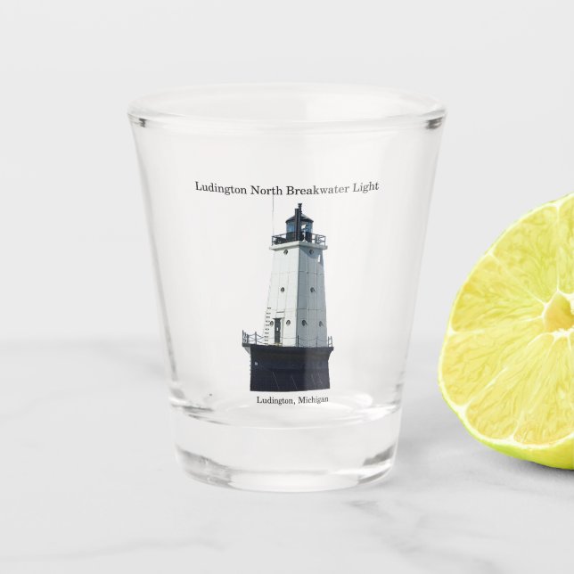 Ludington North Breakwater Light shot glass (Front)