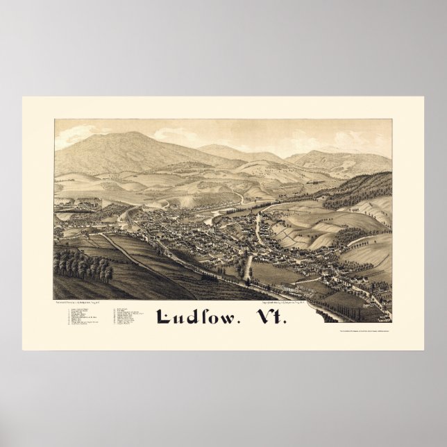 Ludlow, VT Panoramic Map - 1885 Poster (Front)