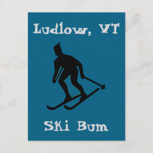 Ludlow, VT Ski Bum (Green Mountain Vermont Skiing) Holiday Postcard