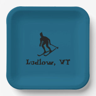 Ludlow, VT Ski (Green Mountain Vermont Skiing) Paper Plate