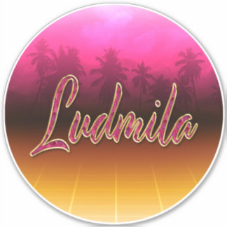 Ludmila First Name Golden pink Sticker