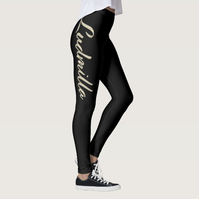 Ludmilla white gold Handwriting trousers Leggings (Right)