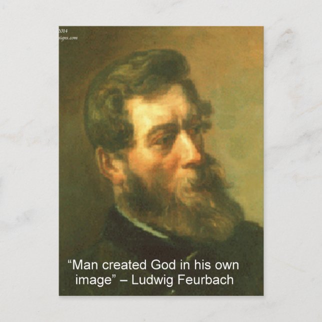 Ludwig Feurbach & Man Created God Quote Postcard (Front)
