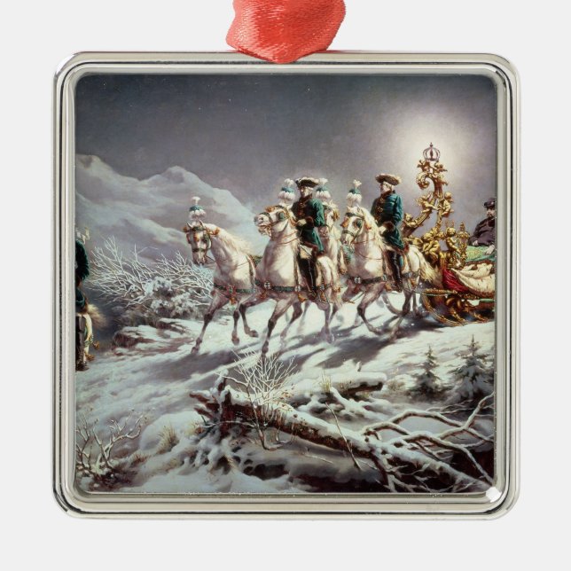 Ludwig II  of Bavaria Sleighing at Night Metal Ornament (Front)