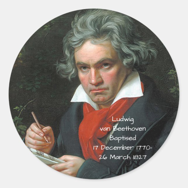 Ludwig van Beethoven, 1820 Classic Round Sticker (Front)