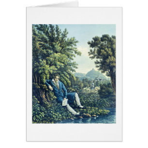 Ludwig van Beethoven by a River (coloured engravin