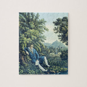 Ludwig van Beethoven by a River (coloured engravin Jigsaw Puzzle