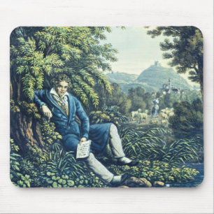 Ludwig van Beethoven by a River (coloured engravin Mouse Pad