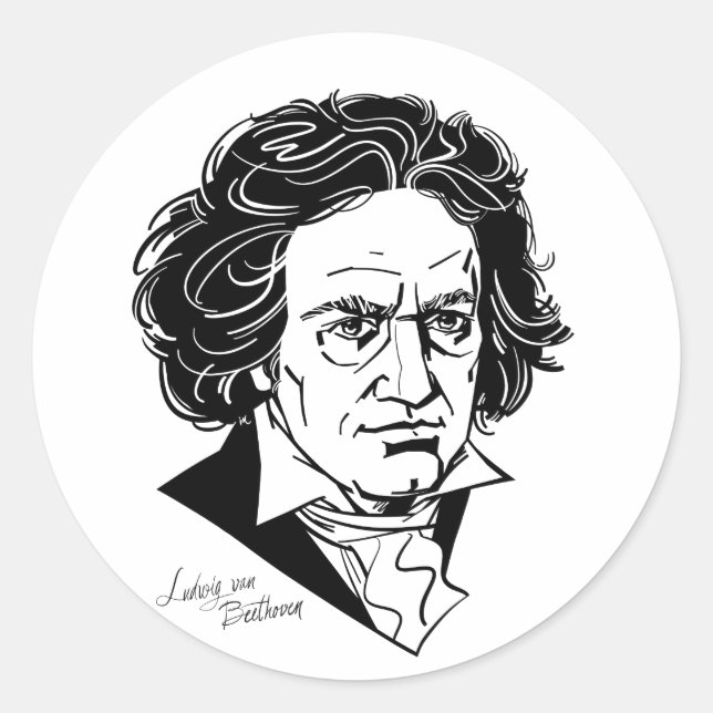 Ludwig van Beethoven Classic Round Sticker (Front)