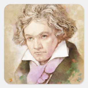 Ludwig van Beethoven im Aquarell Stil Square Sticker