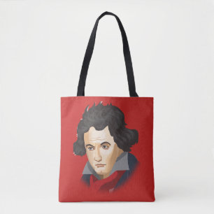 Ludwig van Beethoven im Cartoon Stil Tote Bag