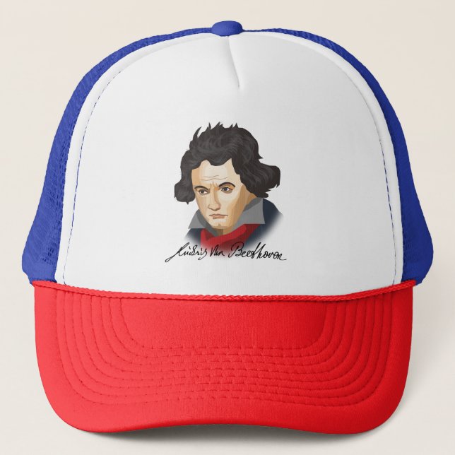 Ludwig van Beethoven im Cartoon Stil Trucker Hat (Front)