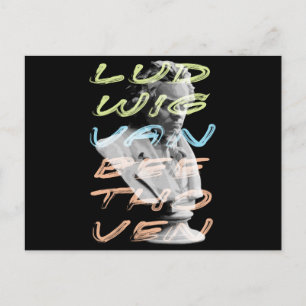 Ludwig van Beethoven in neon typography design Postcard