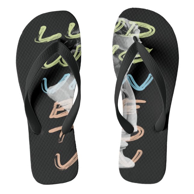 Ludwig van Beethoven in neon typography design Thongs (Footbed)