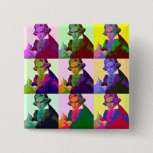 Ludwig Van Beethoven Pop Art 15 Cm Square Badge