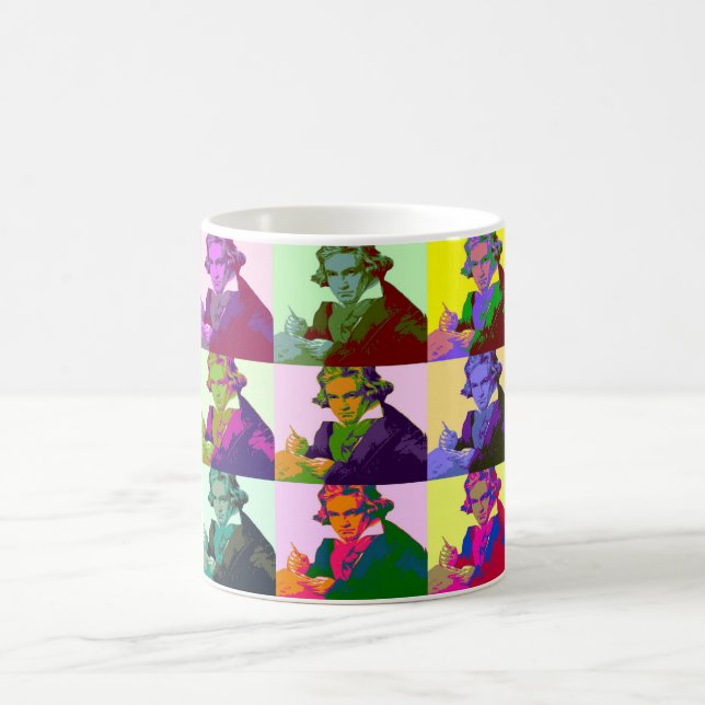 Ludwig Van Beethoven Pop Art Coffee Mug (Center)