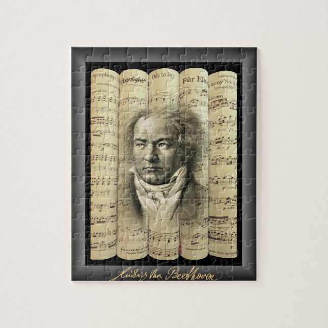 Ludwig van Beethoven~Rolled Classical Sheet Music~ Jigsaw Puzzle (Vertical)