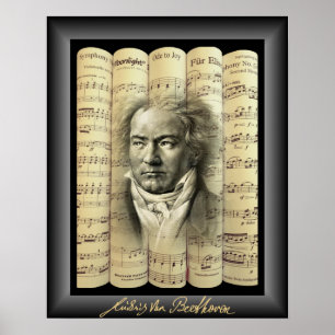Ludwig van Beethoven~Rolled Classical Sheet Music~ Poster