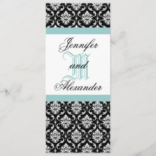 lue Monogram Wedding Damask Invitation
