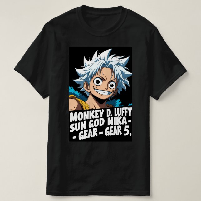 Luffy Anime Typography Fan Art" T-Shirt (Design Front)
