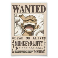 Luffy Wanted Anime Poster
