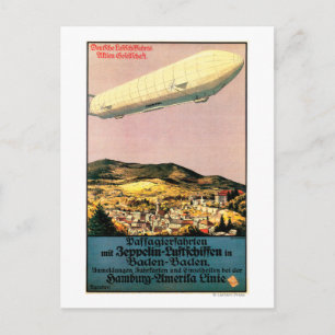 Luftschiff Zeppelin Airship over Town Poster Postcard