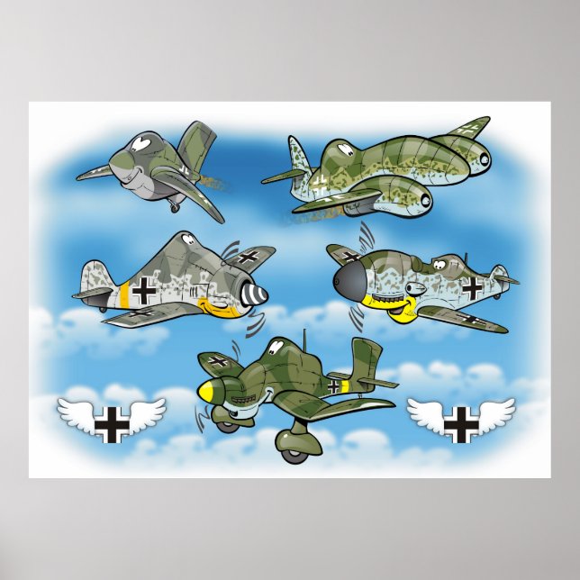 luftwaffe famous ww2 fighters poster (Front)