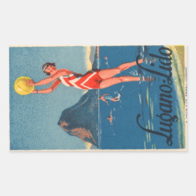 Lugano Lido Rectangular Sticker (Front)